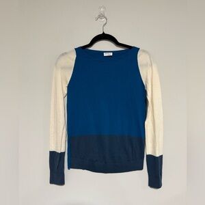 Akris Punto Colorblock Long Sleeve Crew Neck Wool Sweater Size 6 Lightweight